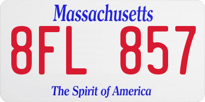 MA license plate 8FL857