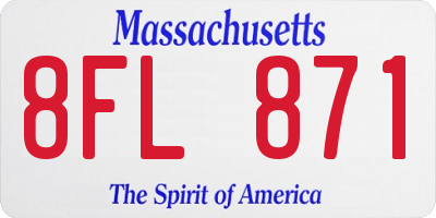 MA license plate 8FL871