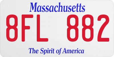 MA license plate 8FL882