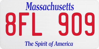 MA license plate 8FL909