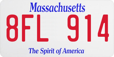 MA license plate 8FL914