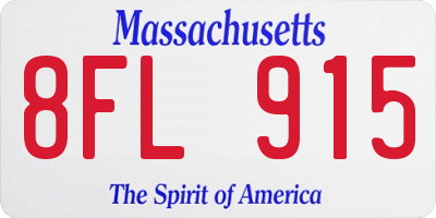 MA license plate 8FL915