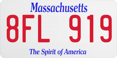 MA license plate 8FL919
