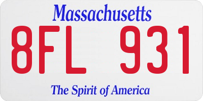 MA license plate 8FL931