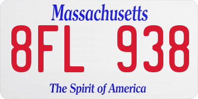 MA license plate 8FL938