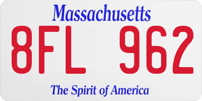 MA license plate 8FL962