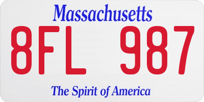 MA license plate 8FL987