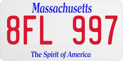 MA license plate 8FL997