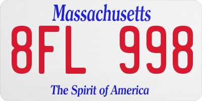 MA license plate 8FL998