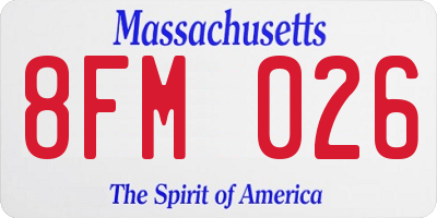 MA license plate 8FM026