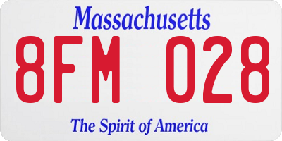 MA license plate 8FM028