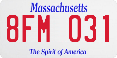 MA license plate 8FM031