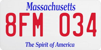 MA license plate 8FM034