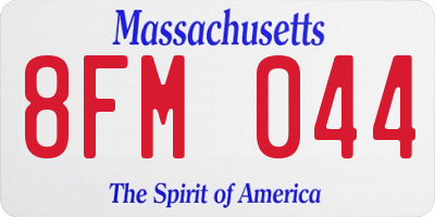 MA license plate 8FM044