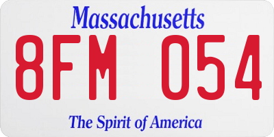 MA license plate 8FM054