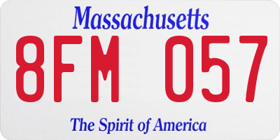 MA license plate 8FM057