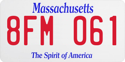 MA license plate 8FM061