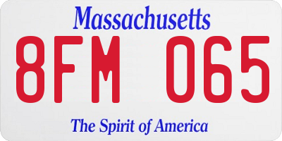 MA license plate 8FM065