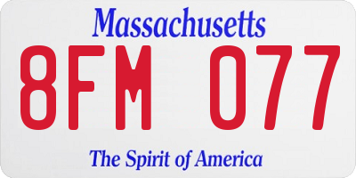 MA license plate 8FM077