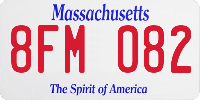 MA license plate 8FM082
