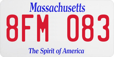 MA license plate 8FM083