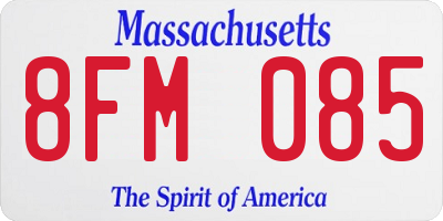 MA license plate 8FM085