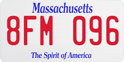 MA license plate 8FM096
