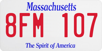 MA license plate 8FM107