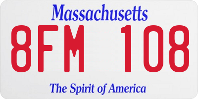 MA license plate 8FM108