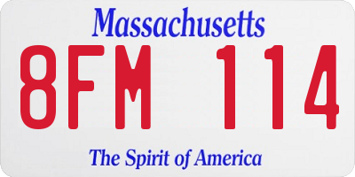 MA license plate 8FM114
