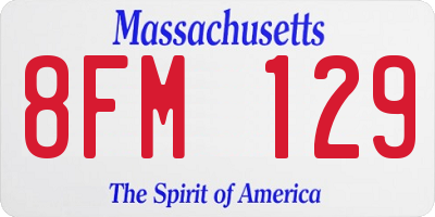 MA license plate 8FM129