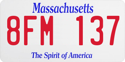 MA license plate 8FM137