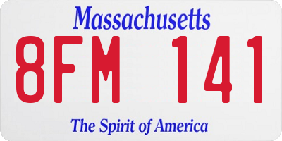 MA license plate 8FM141