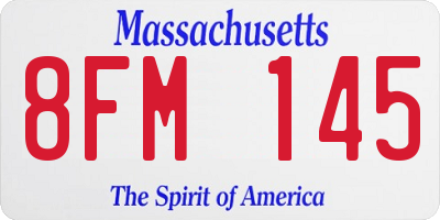 MA license plate 8FM145