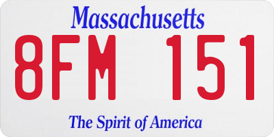 MA license plate 8FM151