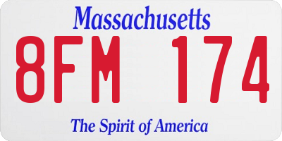 MA license plate 8FM174