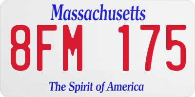 MA license plate 8FM175