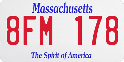 MA license plate 8FM178