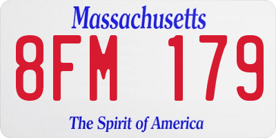 MA license plate 8FM179