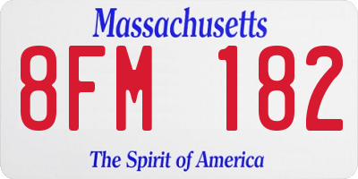 MA license plate 8FM182