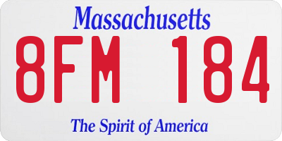 MA license plate 8FM184