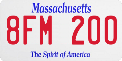 MA license plate 8FM200