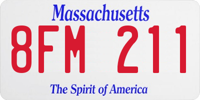 MA license plate 8FM211