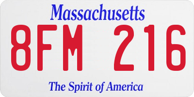 MA license plate 8FM216