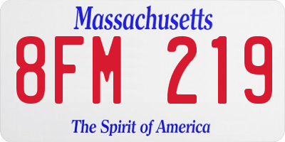 MA license plate 8FM219