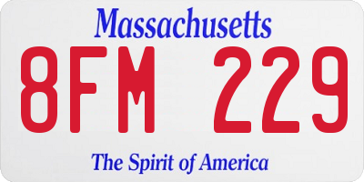 MA license plate 8FM229