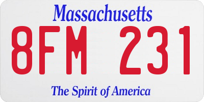 MA license plate 8FM231