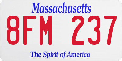 MA license plate 8FM237