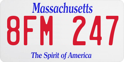MA license plate 8FM247