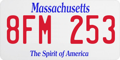 MA license plate 8FM253